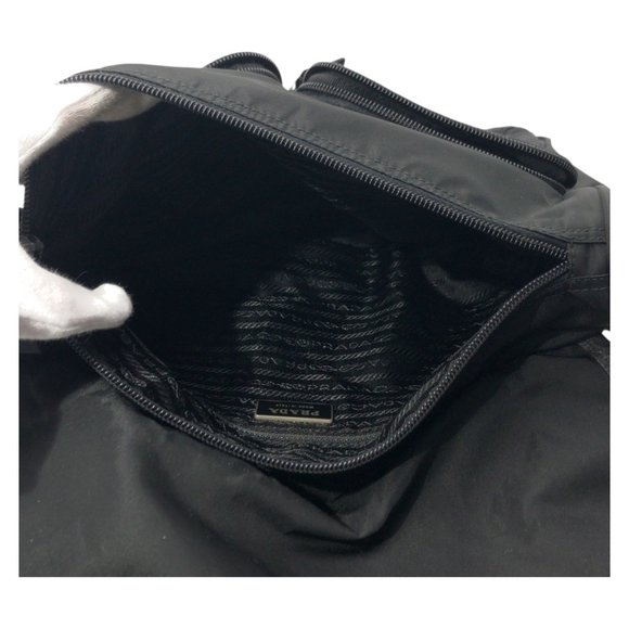 PRADA Black Nylon Triangle Logo Messenger Bag - Picture 7 of 10